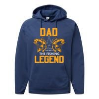 Dad The Man Myth The Fishing Legend Performance Fleece Hoodie