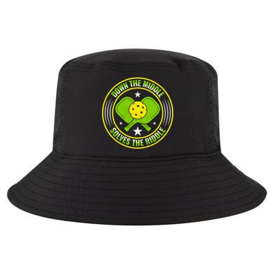 Down The Middle Solves The Riddle Funny Pickleball Cool Comfort Performance Bucket Hat