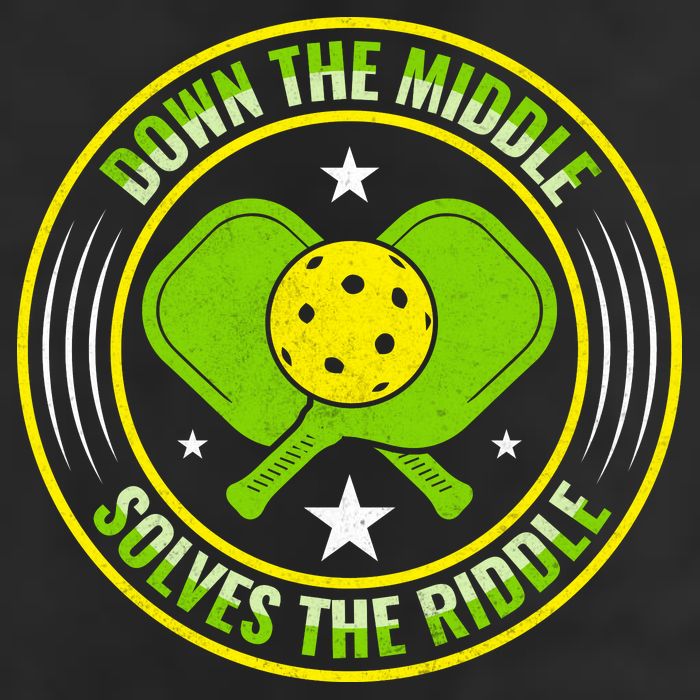 Down The Middle Solves The Riddle Funny Pickleball 7 Panel Mesh Trucker Snapback Hat