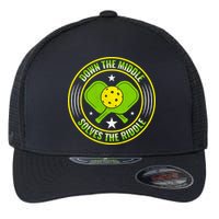 Down The Middle Solves The Riddle Funny Pickleball Flexfit Unipanel Trucker Cap