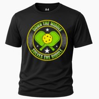 Down The Middle Solves The Riddle Funny Pickleball Performance Shirt