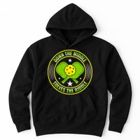 Down The Middle Solves The Riddle Funny Pickleball Hoodie