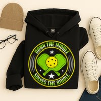 Down The Middle Solves The Riddle Funny Pickleball Hoodie