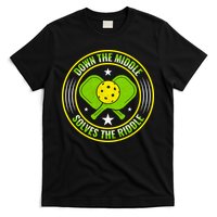 Down The Middle Solves The Riddle Funny Pickleball T-Shirt