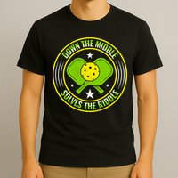 Down The Middle Solves The Riddle Funny Pickleball T-Shirt