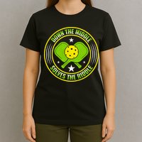 Down The Middle Solves The Riddle Funny Pickleball T-Shirt