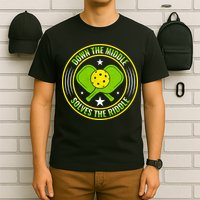 Down The Middle Solves The Riddle Funny Pickleball T-Shirt