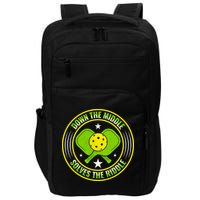 Down The Middle Solves The Riddle Funny Pickleball Impact Tech Backpack