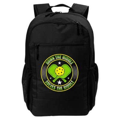 Down The Middle Solves The Riddle Funny Pickleball Backpack
