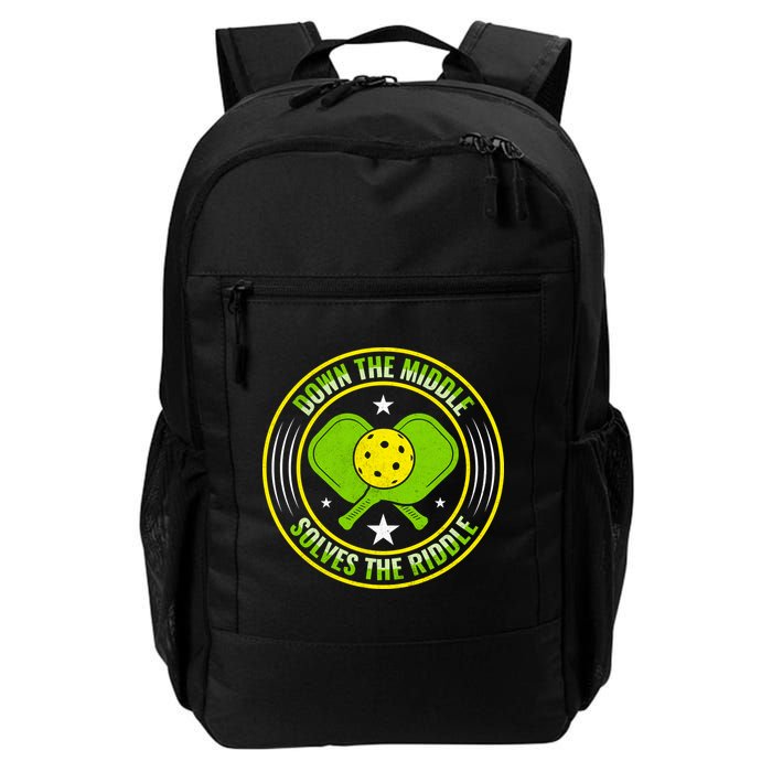 Down The Middle Solves The Riddle Funny Pickleball Backpack