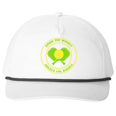 Down The Middle Solves The Riddle Funny Pickleball Snapback Five-Panel Rope Hat