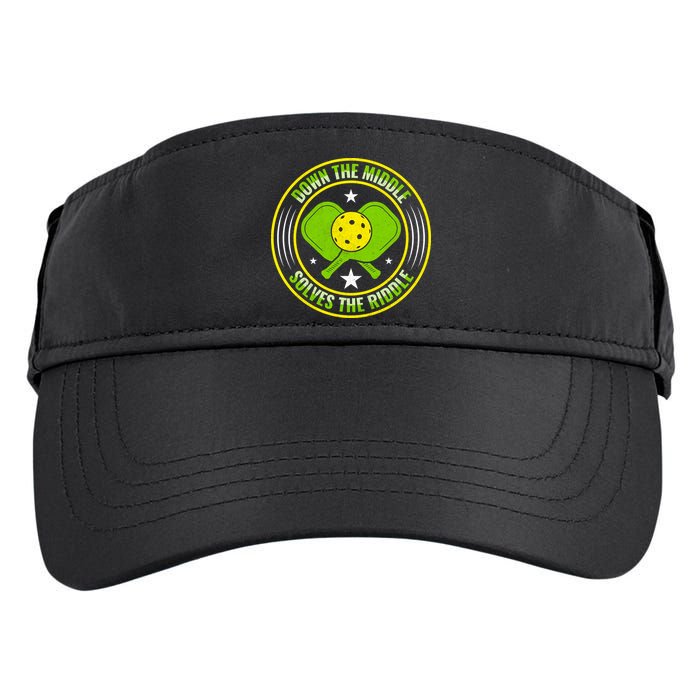 Down The Middle Solves The Riddle Funny Pickleball Adult Drive Performance Visor