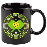 Down The Middle Solves The Riddle Funny Pickleball 11oz C Handle Ceramic Mug