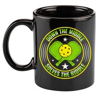Down The Middle Solves The Riddle Funny Pickleball 11oz C Handle Ceramic Mug
