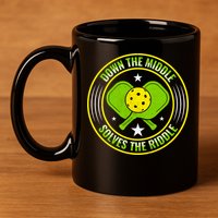 Down The Middle Solves The Riddle Funny Pickleball 11oz C Handle Ceramic Mug