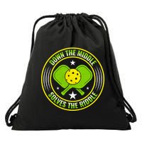 Down The Middle Solves The Riddle Funny Pickleball Drawstring Bag