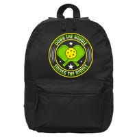 Down The Middle Solves The Riddle Funny Pickleball 16 in Basic Backpack