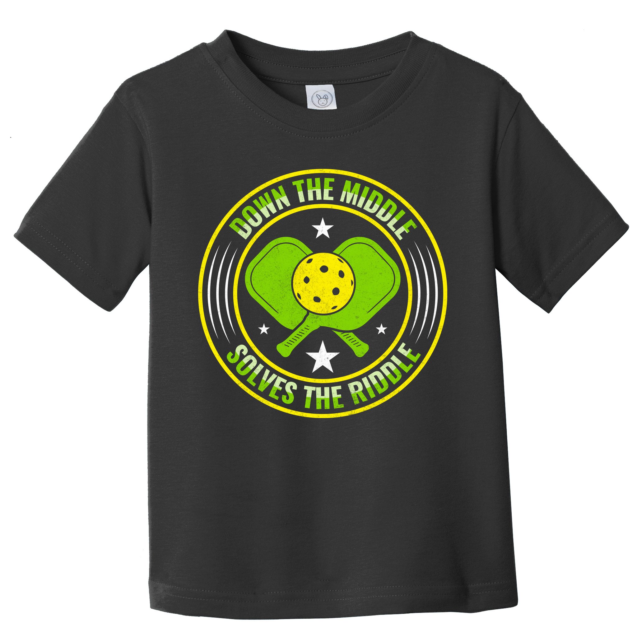 Down The Middle Solves The Riddle Funny Pickleball Toddler T-Shirt