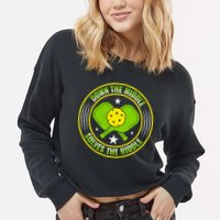 Down The Middle Solves The Riddle Funny Pickleball Cropped Pullover Crew