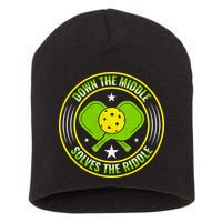Down The Middle Solves The Riddle Funny Pickleball Short Acrylic Beanie