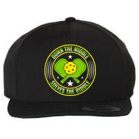 Down The Middle Solves The Riddle Funny Pickleball Wool Snapback Cap