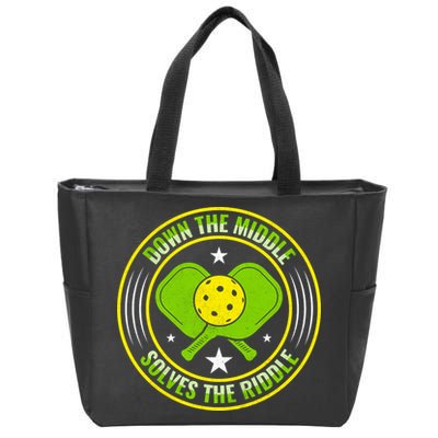 Down The Middle Solves The Riddle Funny Pickleball Zip Tote Bag