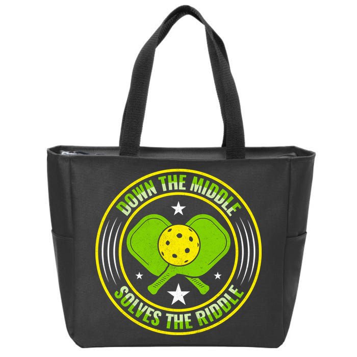 Down The Middle Solves The Riddle Funny Pickleball Zip Tote Bag