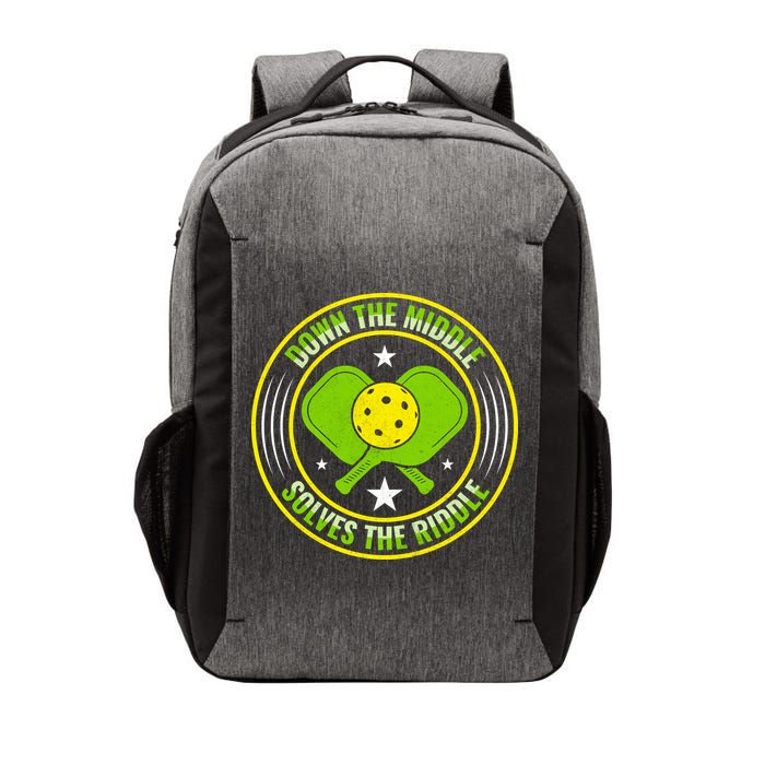 Down The Middle Solves The Riddle Funny Pickleball Vector Backpack