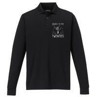 Death To My Twenties 30th Birthday 30 Yr Old Floral Skeleton Performance Long Sleeve Polo