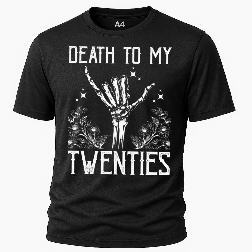 Death To My Twenties 30th Birthday 30 Yr Old Floral Skeleton Cooling Performance Crew T-Shirt