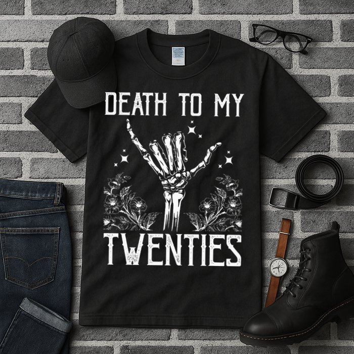 Death To My Twenties 30th Birthday 30 Yr Old Floral Skeleton Tall T-Shirt