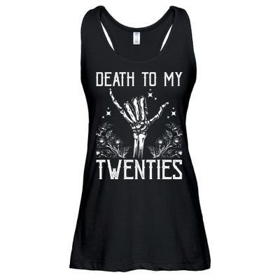 Death To My Twenties 30th Birthday 30 Yr Old Floral Skeleton Ladies Essential Flowy Tank