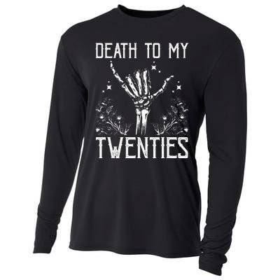 Death To My Twenties 30th Birthday 30 Yr Old Floral Skeleton Cooling Performance Long Sleeve Crew