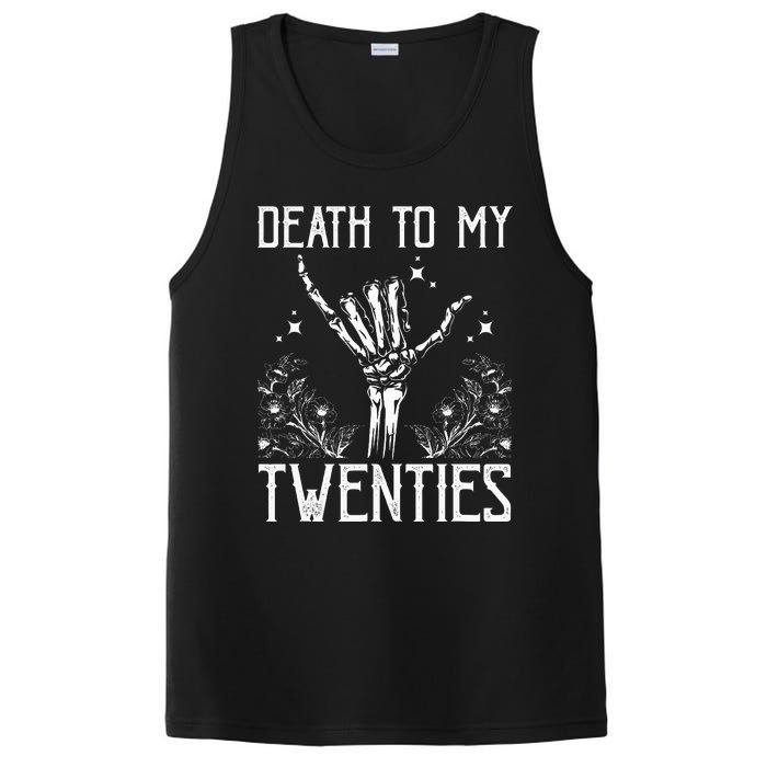 Death To My Twenties 30th Birthday 30 Yr Old Floral Skeleton PosiCharge Competitor Tank