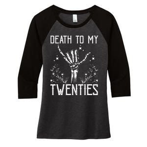 Death To My Twenties 30th Birthday 30 Yr Old Floral Skeleton Women's Tri-Blend 3/4-Sleeve Raglan Shirt