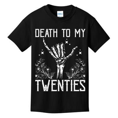 Death To My Twenties 30th Birthday 30 Yr Old Floral Skeleton Kids T-Shirt