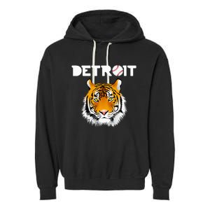 Distressed Tiger Mascot Cool Detroit Tiger Garment-Dyed Fleece Hoodie