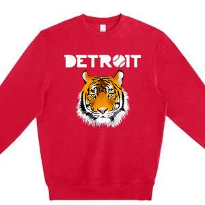 Distressed Tiger Mascot Cool Detroit Tiger Premium Crewneck Sweatshirt