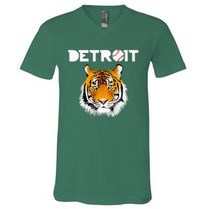 Distressed Tiger Mascot Cool Detroit Tiger V-Neck T-Shirt