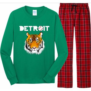 Distressed Tiger Mascot Cool Detroit Tiger Long Sleeve Pajama Set