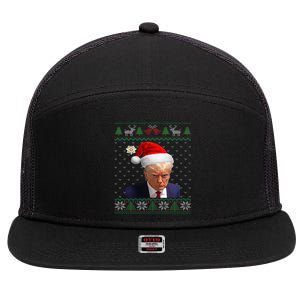 Donald Trump Mug Shot Ugly Christmas 7 Panel Mesh Trucker Snapback Hat