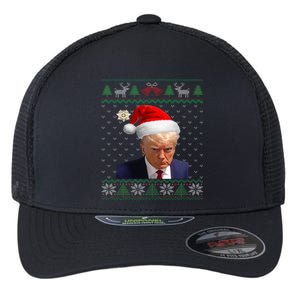 Donald Trump Mug Shot Ugly Christmas Flexfit Unipanel Trucker Cap