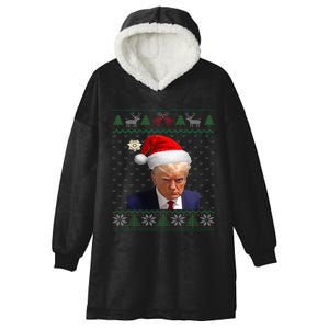 Donald Trump Mug Shot Ugly Christmas Hooded Wearable Blanket