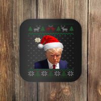 Donald Trump Mug Shot Ugly Christmas Coaster