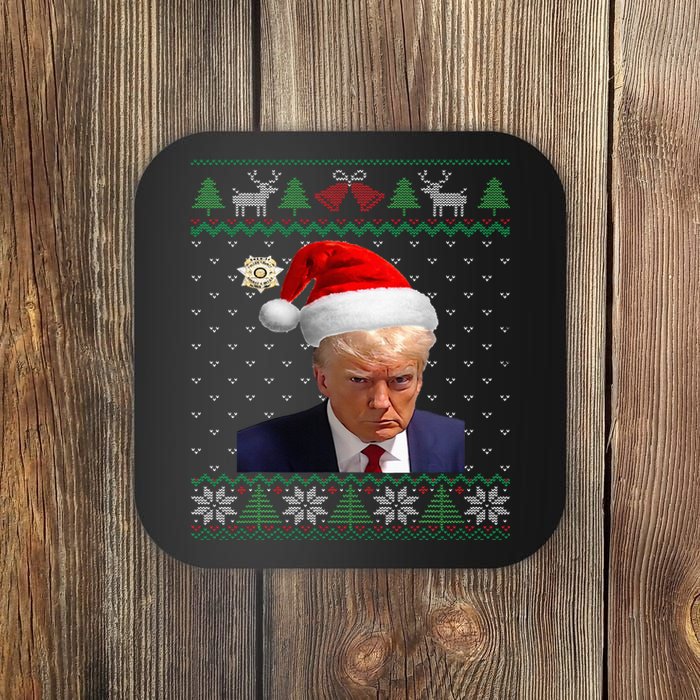 Donald Trump Mug Shot Ugly Christmas Coaster