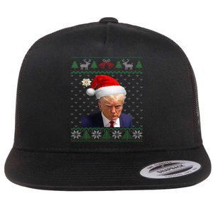 Donald Trump Mug Shot Ugly Christmas Flat Bill Trucker Hat