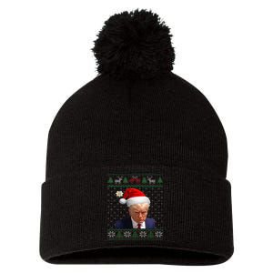 Donald Trump Mug Shot Ugly Christmas Pom Pom 12in Knit Beanie