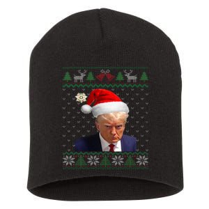 Donald Trump Mug Shot Ugly Christmas Short Acrylic Beanie