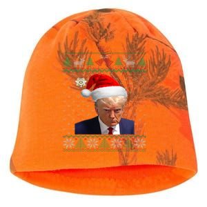 Donald Trump Mug Shot Ugly Christmas Kati - Camo Knit Beanie