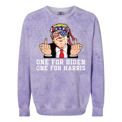 Donald Trump Middle Finger Biden Harris America Republican Colorblast Crewneck Sweatshirt